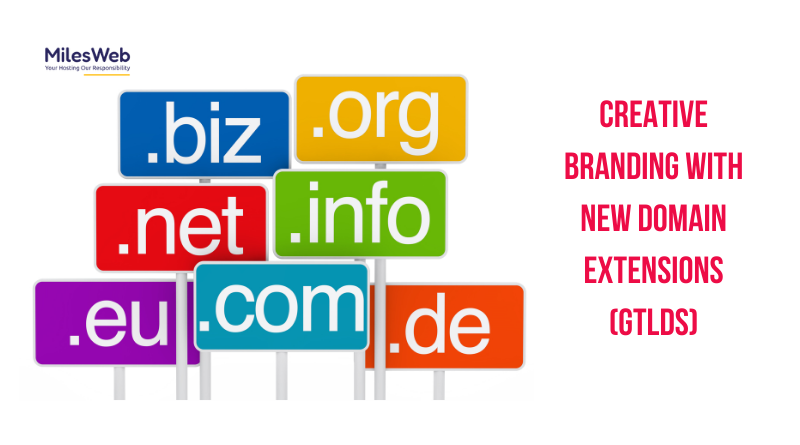 Creative Branding With New Domain Extensions (gTLDs) text overlaid on a powerful engine illustration - thallalokesh.com